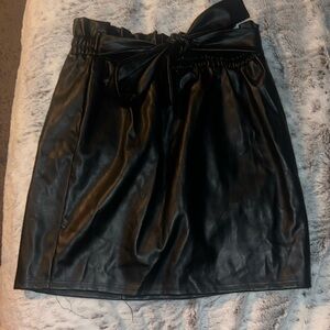 Black leather paper bag skirt. Size medium